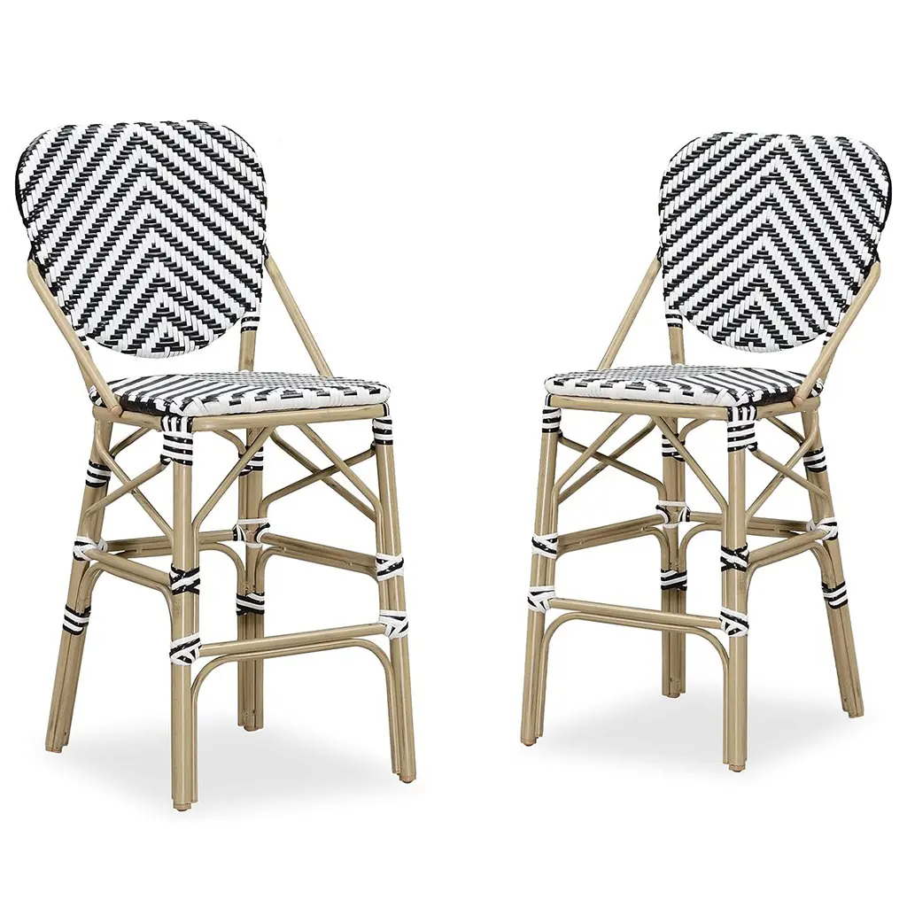 PURPLE LEAF Outdoor Woven Counter Height Stools Set of 2 for Pool, Garden, Bistro and Restaurant