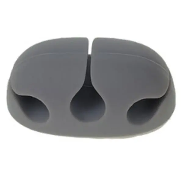 Cable Wholesale 30CM-10001 Silicone Desktop Cable Organizer with Adhesive Backing - 3 Slot - Gray