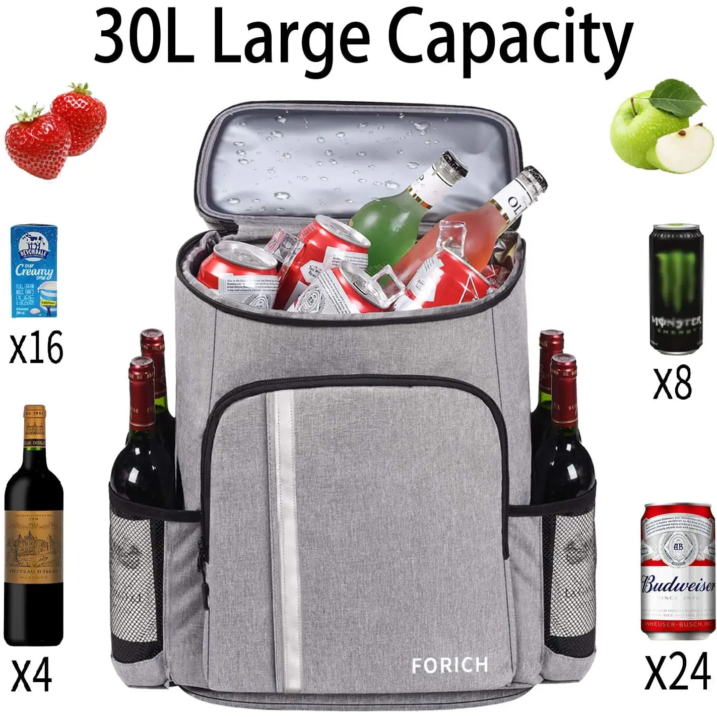 FORICH Backpack Cooler Leakproof Insulated Waterproof Backpack Cooler Bag, Lightweight Soft Beach Cooler Backpack for Men Women to Work Lunch Picnics Camping Hiking, 30 Cans FORICH Adjustable Travel Portable Small designer  wash