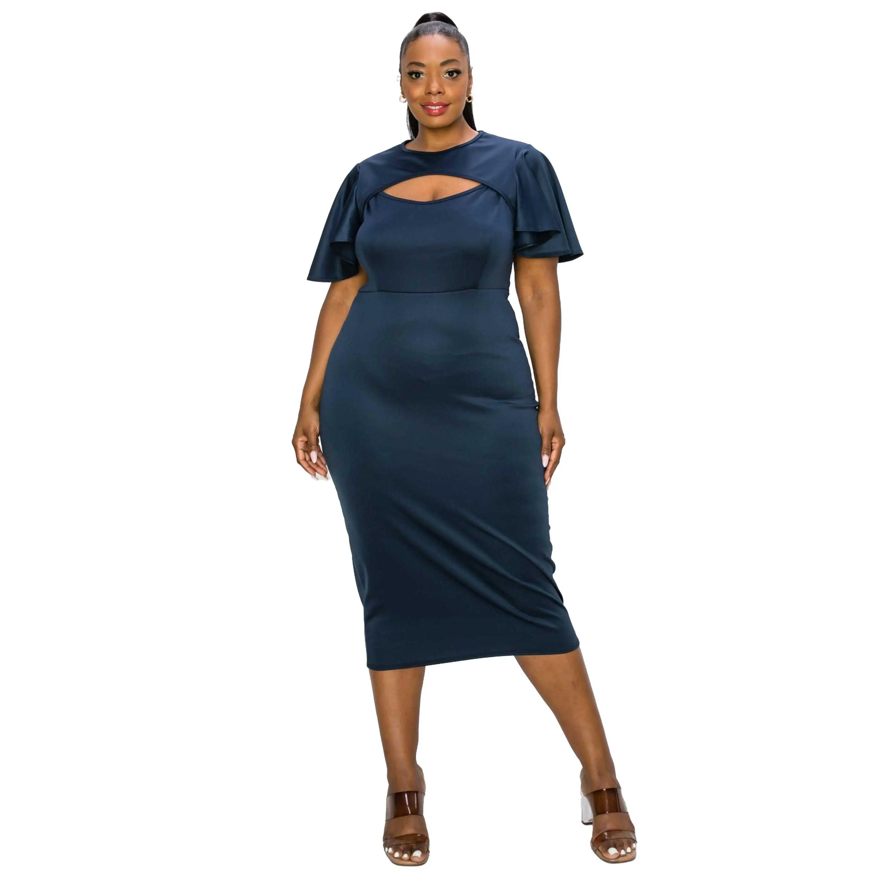 Plus Size L I V D Millie Cutout Flutter Dress