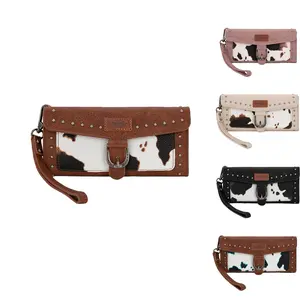Wrangler Western Cow-Print Tri-fold RFID Wallet/Wristlet With Detachable Credit Card Holder