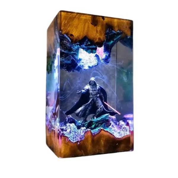 Handmade Dark Space Warrior Sci-Fi Resin Lamp, Epoxy Home Decor, Gaming Room Festive Decoration, Unique Gift for Him or Her,,halloween decor 2026, halloween decor