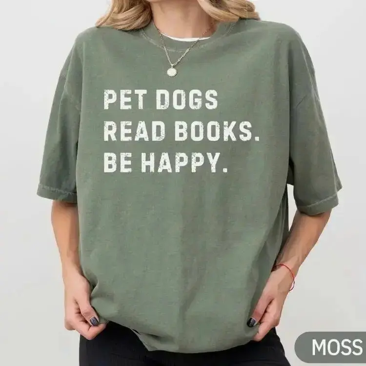 Comfort Colors Books & Dogs Tee – Funny Book Lover Shirt for Women, Cute Dog Lover Gift, Cozy Reader Aesthetic T-Shirt, Soft Trendy Outfit