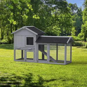 Rabbit Hutch Outdoor Bunny Cage Indoor Extensible Chicken Coop with Large Run Space No Leak Plastic Tray