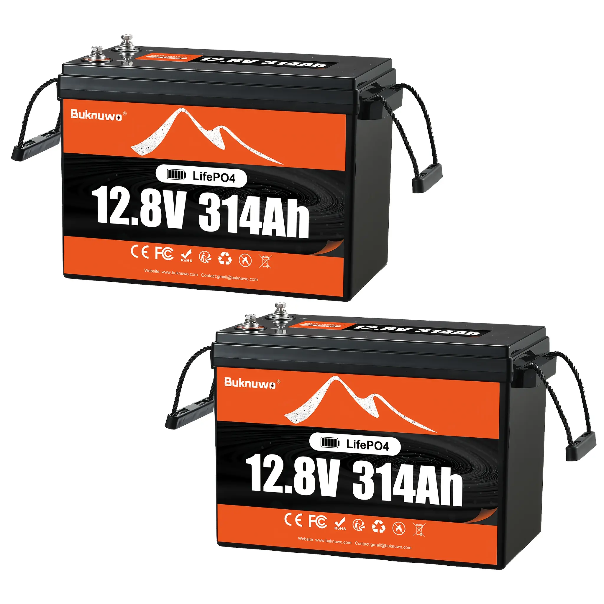 [2-Pack] 12.8V/12V 314Ah Lifepo4 Lithium Battery, Low-Temp Protection, 4019Wh Power Energy, 200A BMS, Deep Cycle Lithium, Capable of Over 4, 000 Cycles Support Series/Parallel for RV, Solar, Marine, Off-Grid Application