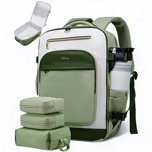 Lefame 40L Travel Backpack, Water-Resistant Carry On Luggage for 17-Inch Laptops, Casual TSA-Friendly Design with 180-Degree Opening and 3 Packing Cubes, Backpack For Laptop