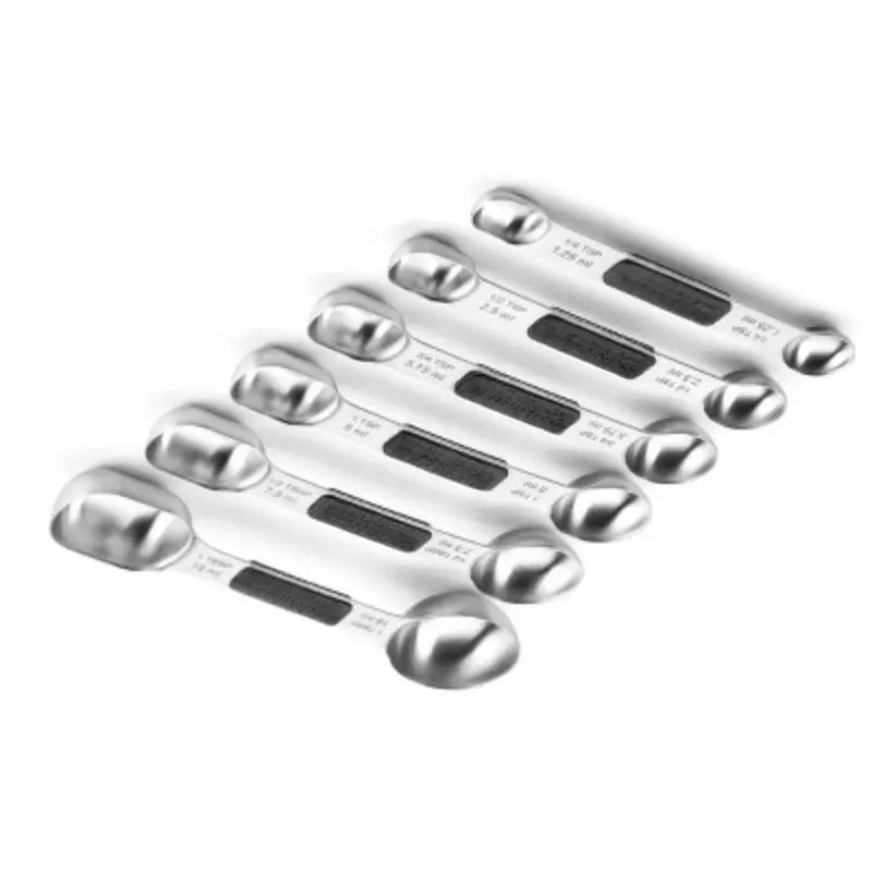 6pc Stainless Steel Magnetic Measuring Spoon Set: Dishwasher-Safe, Nesting Design