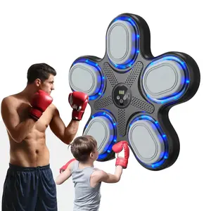 Music Boxing Target pad Kids Children Wall-Mounted Smart with Gloves 9 Modes 9 Speeds Bluetooth Fitness Interactive Punching Trainer for Home Office Gym
