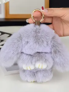 Handmade Bunny Plush Keychain, Cute Knitted Ice Design, Perfect for Car Bag Phone, Ideal Gift for Holidays Birthdays