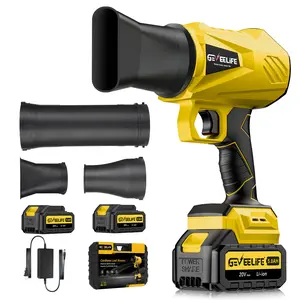 Cordless Turbo Jet Blower with Brushless Pure Copper Motor, Dual Battery Fast Charging, Lightweight Ergonomic Design, Versatile Adjustable Speed, Ideal for Indoor Outdoor Cleaning, Car Drying, Handheld Snow Blower, Home Garden Maintenance