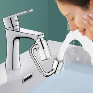 1440° Rotatable Faucet Aerator Extension with Chlorine-Reducing Water-Filter Cartridges, 2-Mode Swivel Bathroom Accessory for Skin & Face Eye Wash, Aerator Kitchen Taps & Filtered Kitchen Taps