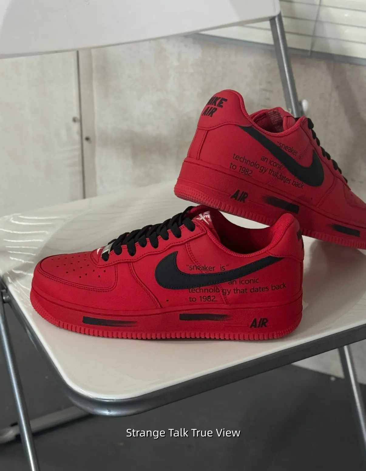 Full Scarlet Red Text Print Contrast Logo Classic Low Cut Flat Shoes For Men All Season Lifestyle Bold Solid Tone Casual Skate Footwear