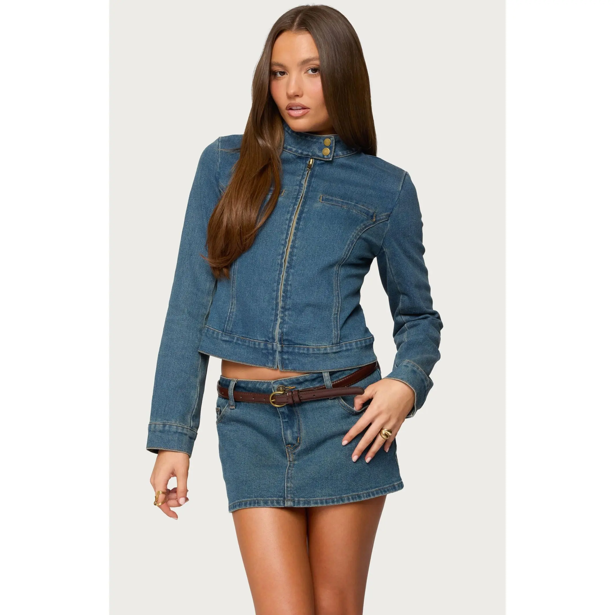 Edikted Women's Josiee Stretchy Denim Moto Jacket