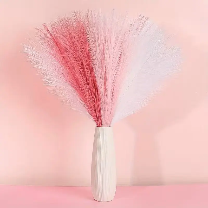 Set of 12 Rainbow Color Artificial Pampas Grass, 22 Inches Tall Decorative Stems for Weddings & Holiday Home Decor, Fluffy Colorful Vase Filler
