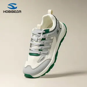 HOBIBEAR Men's Casual Dad Shoes, Wide-Toe Walking Sneakers in Breathable Fabric & Synthetic Leather, Cushioned Wear-Resistant Footwear, Walking Shoes