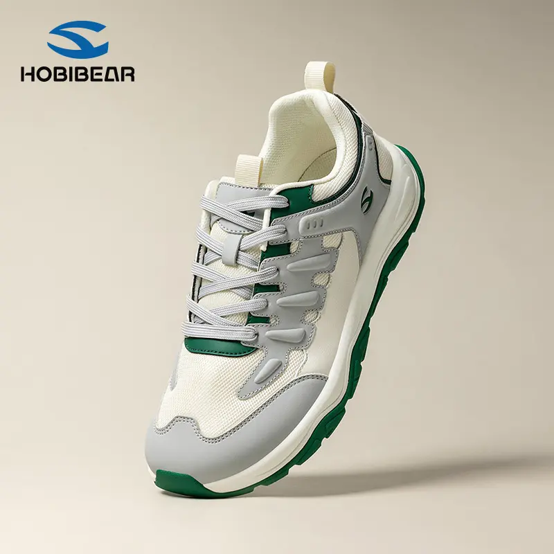 HOBIBEAR Men's Wide-Toe Casual Trainers - Sneaker, Sports Shoes, Walking Shoes for Training, Breathable Fabric & Synthetic Leather, Cushioned All-Seasons Wear-Resistant Footwear, Casual Wear