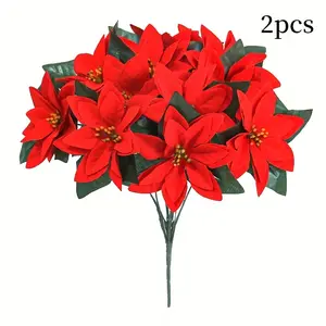 2-Pack Christmas Flowers, Artificial Christmas Floral Arrangement, Perfect for Holiday Decorations & Festive Celebrations