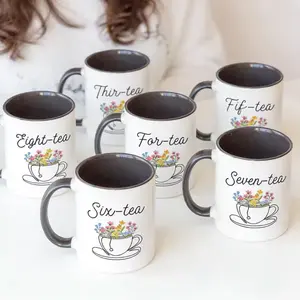 Woman Birthday Flower Mug Exquisite 30th Gift for Her Floral Forty Accessories Home Supplies Six-tea Mug 50th 70th 80th Gift