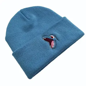 Embroidered Totodile Inspired Beanie | Beanie Anime Embroidered Beanies Solid Color Trendy Knit Hats Warm Ski Hats For Christmas Gift