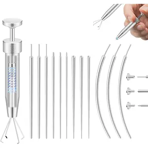 Upgraded Anti-slip Piercing Taper Ball Grabber Tool for Changing Jewelry - 16G 18G 20G Stainless Steel Threadless/Threaded Insertion Pin, Hypoallergenic Nickel-free Lead-free Body Piercing Kit