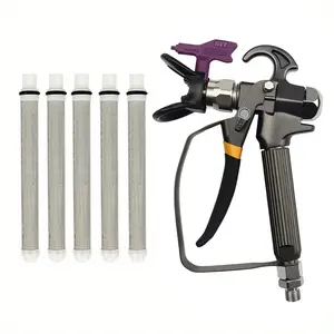 ZHUITU Black Hardened Steel High Pressure Airless Spray Gun with Imported Needle for Industrial Coating paint gun hv lps prayer spray  satisfaction outdoor painting High-Pressure Car Cleaning Rotating Nozzle Mini Precision Airbrush Art Kit quick connect n