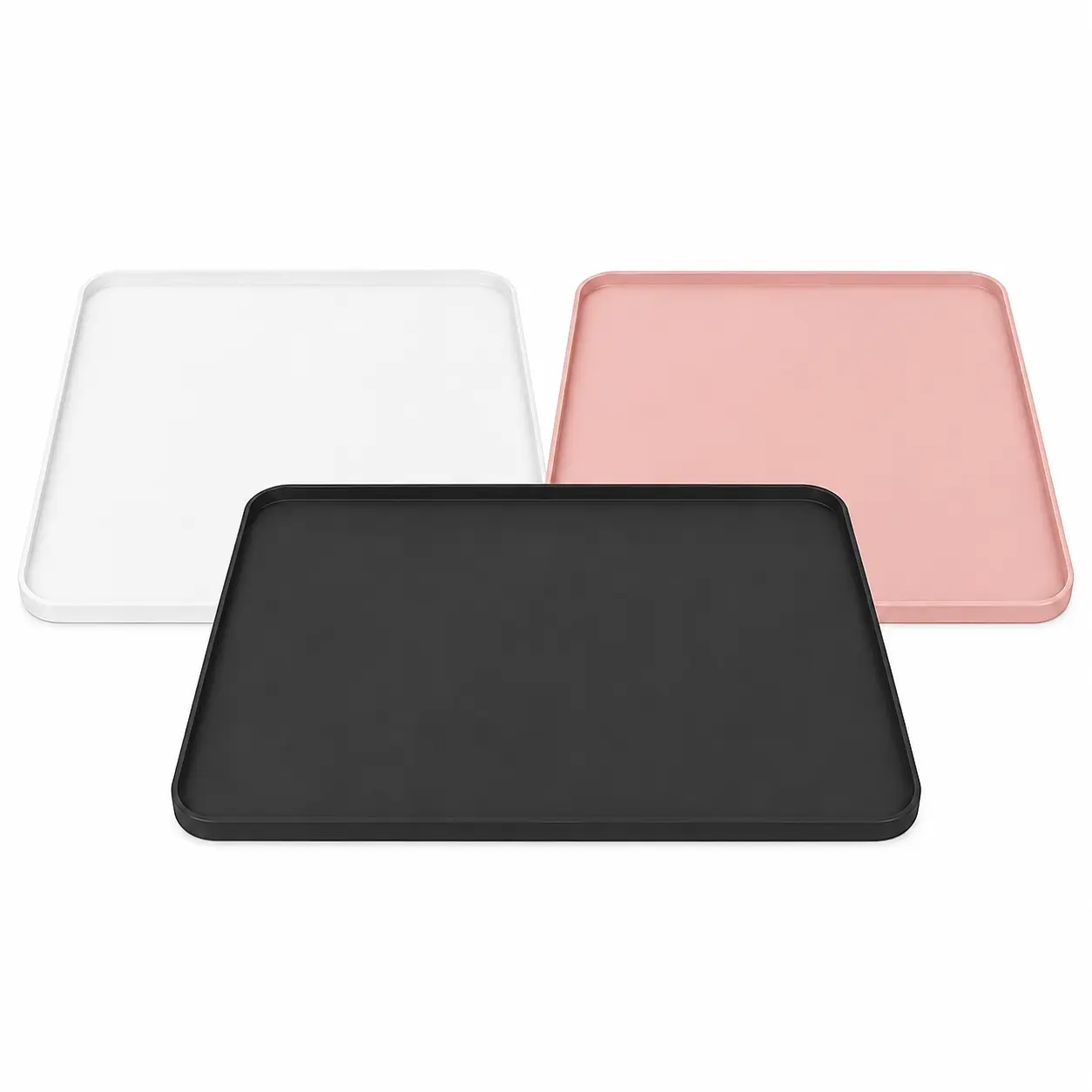 Silicone Pet Feeding Mat for Dogs and Cats 13 x 9 Inch Waterproof Raised Edge Food and Water Bowl Tray Black