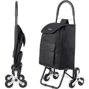 VEVOR Stair Climber Cart, 36L Capacity, Grocery Cart Laundry Stair Climbing Handcart with 6 Wheels Oxford Cloth Bag, Foldable Stair Climber Hand Truck for Grocery Laundry ClimbingVEVOR Super Brand Day