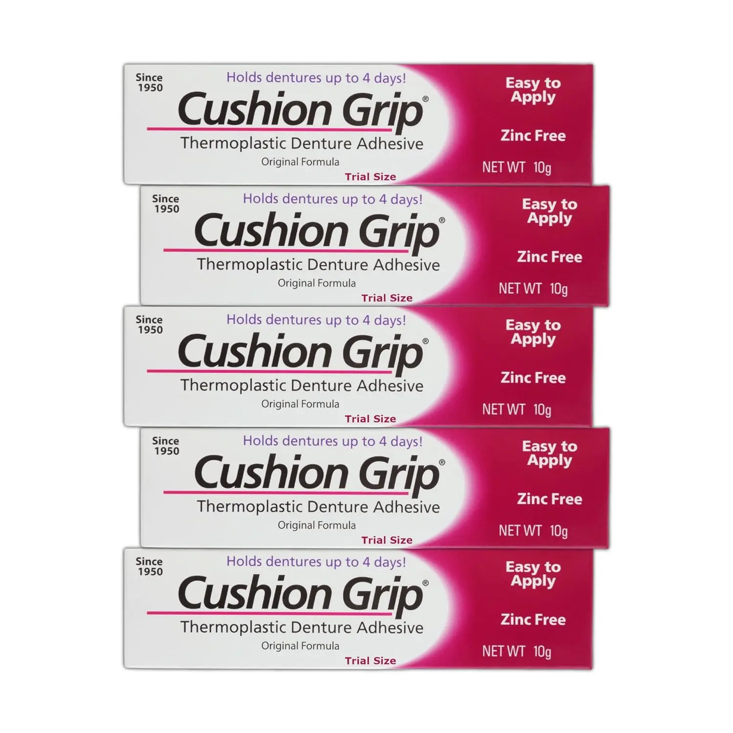 Cushion Grip Thermoplastic Denture Adhesive 0.35 oz Travel Size - Non-Glue Formula for Refitting & Tightening Loose Dentures - Pack of 5
