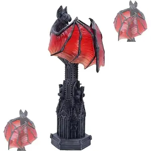 Halloween Bat Wing Lamp Gothic Style Resin Ornament Spooky Night Light for Bedroom Office Party Decoration Vampire Home Decor
