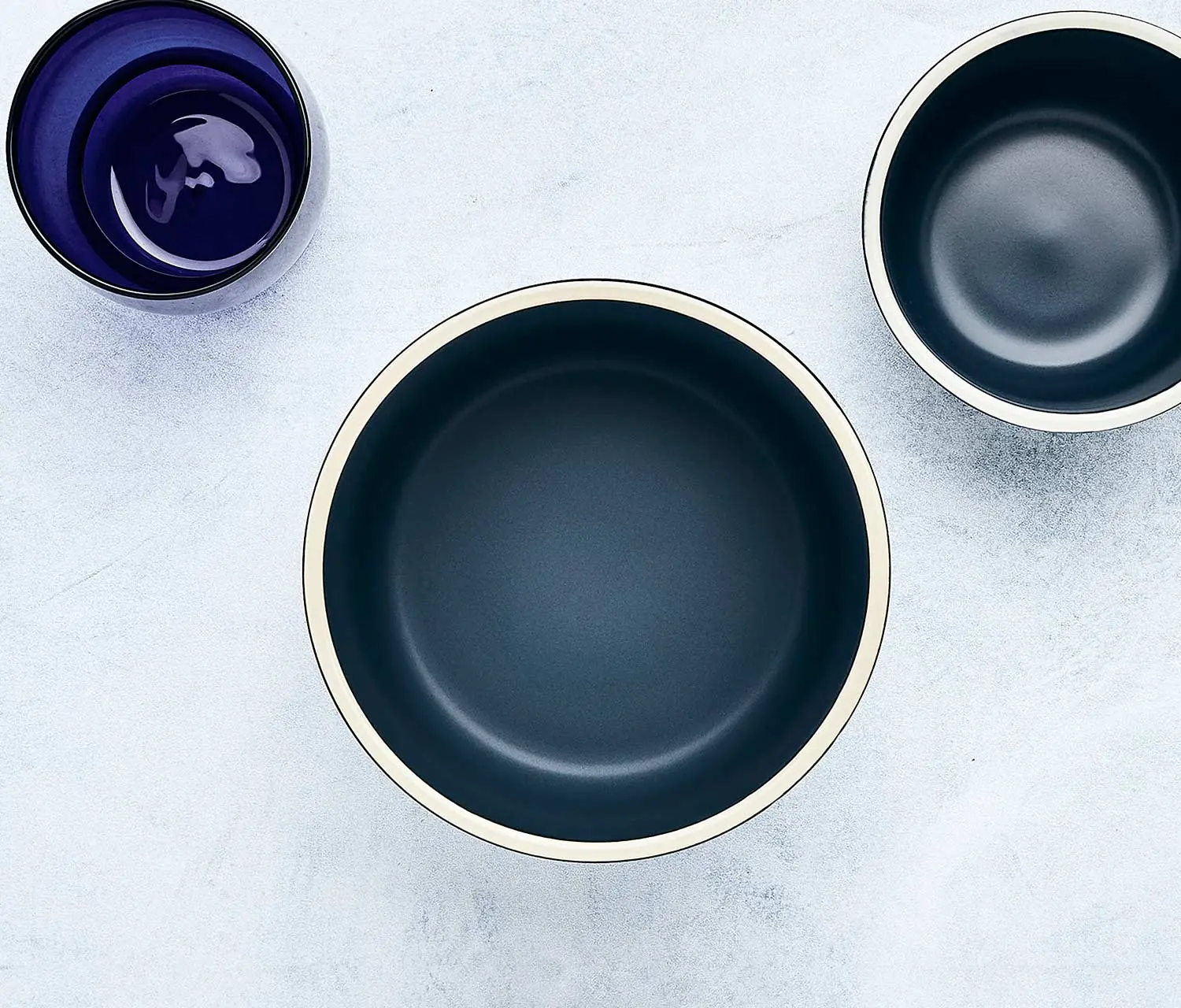 Costa Brava Mazarine Blue Matte Stoneware Large Soup Bowl Set