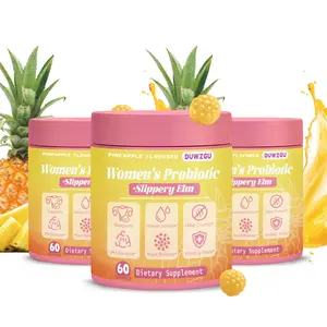 Feminine Probiotics Gummies with Slippery Elm | Pineapple Flavor | Prebiotic-Probiotic Mix | pH Balance & Dryness Relief | Healthcare Dietary Supplement