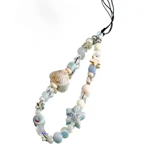 1pcs Blue Star Sea Legend Phone Chain, Fresh Style Ccd Lanyard Shell DIY Beaded Camera Decoration, Cute Accessory for Phones & Cameras, Phone Charms