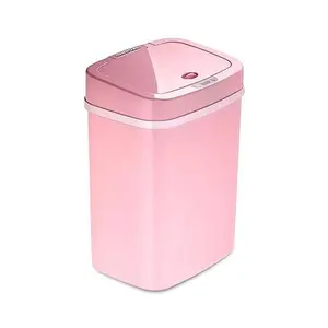 DZT-12-5PK Bedroom or Bathroom Automatic Touchless Infrared Motion Sensor Trash Can, ABS Plastic (Rectangular, Pink) Trashcan, 3 Gal 1 Count (Pack of 1) Bin