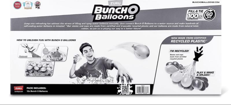 Bunch O Balloons 400+ Rapid-Fill Self-Tying Recyclable Water Balloons, 12 Stems