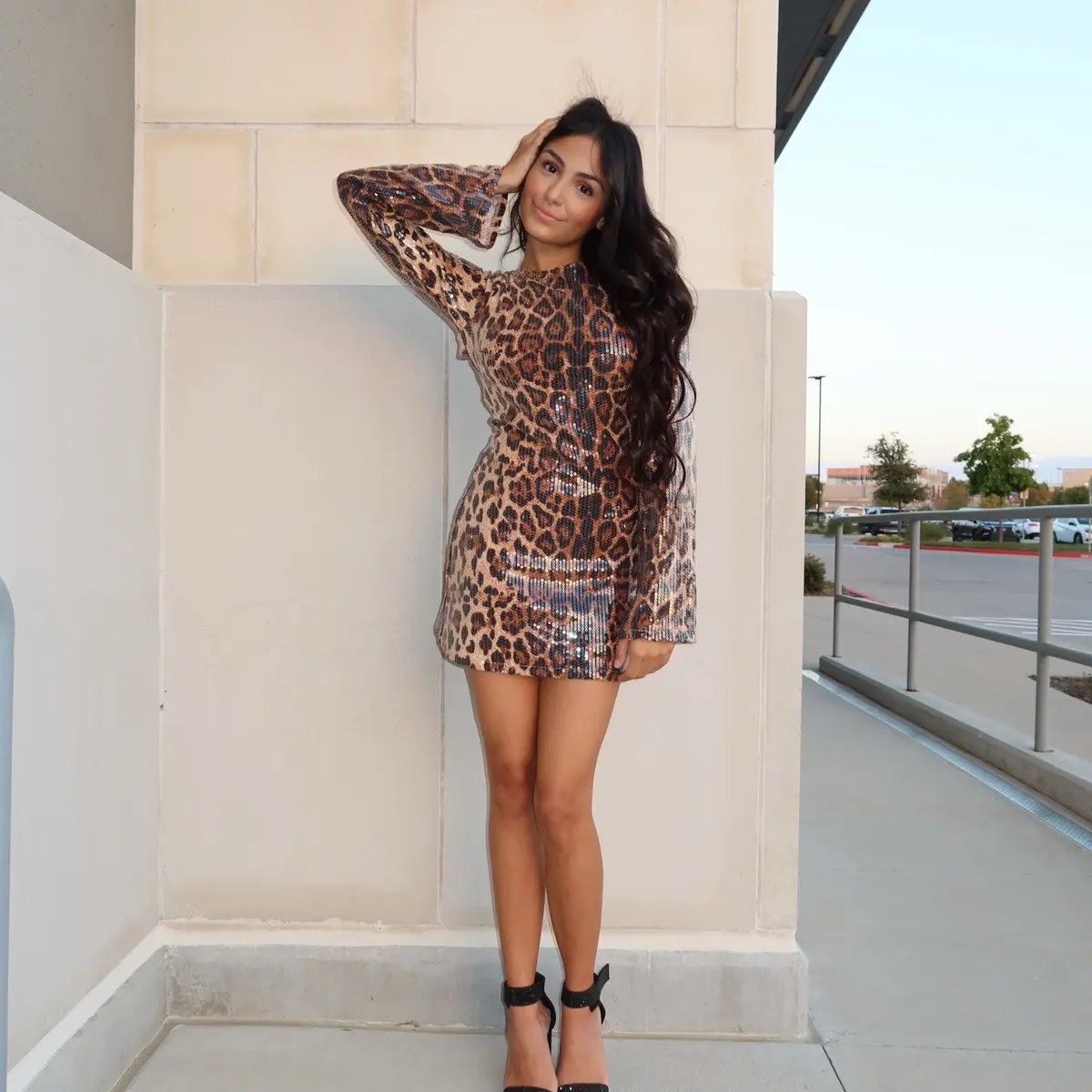 Leopard Sequin mini dress Womenswear