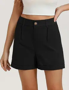 Women's Stretch Twill Chino Shorts TailoredHigh Waisted 5" Inseam Summer Dressy CasualShorts with Zipper Pockets outdoorfun