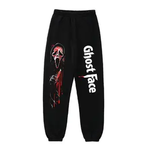 Ghostt Face Sweatpants, Horror Sweatpants, Halloween Scary Movie Pants, Unisex Black Graphic Streetwear for Men and Women - Scream Killer Costume Vibe