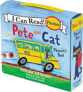 Pete the Cat 12-Book Phonics Fun!: A Box of 12 Mini-Books Featuring Short and Long Vowel Sounds (I Can Read Phonics) by James Dean||James Dean||Kimberly Dean [Paperback Book]