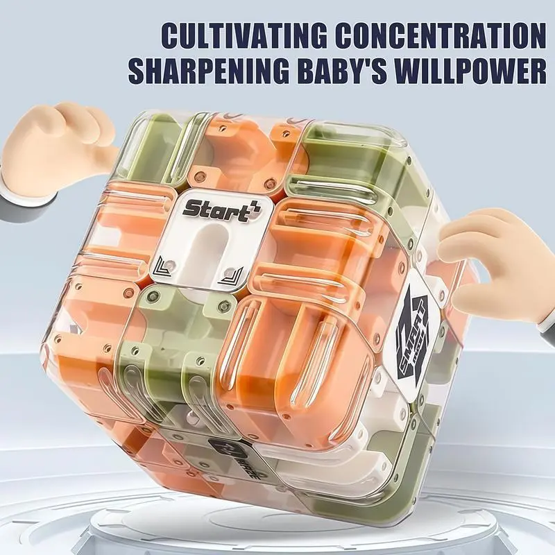 3D Ball Maze Cube Puzzle Box, Educational Logic Brain Teaser Toy for Kids, Parent-Child Interactive Game, Stress Relief Training Tool