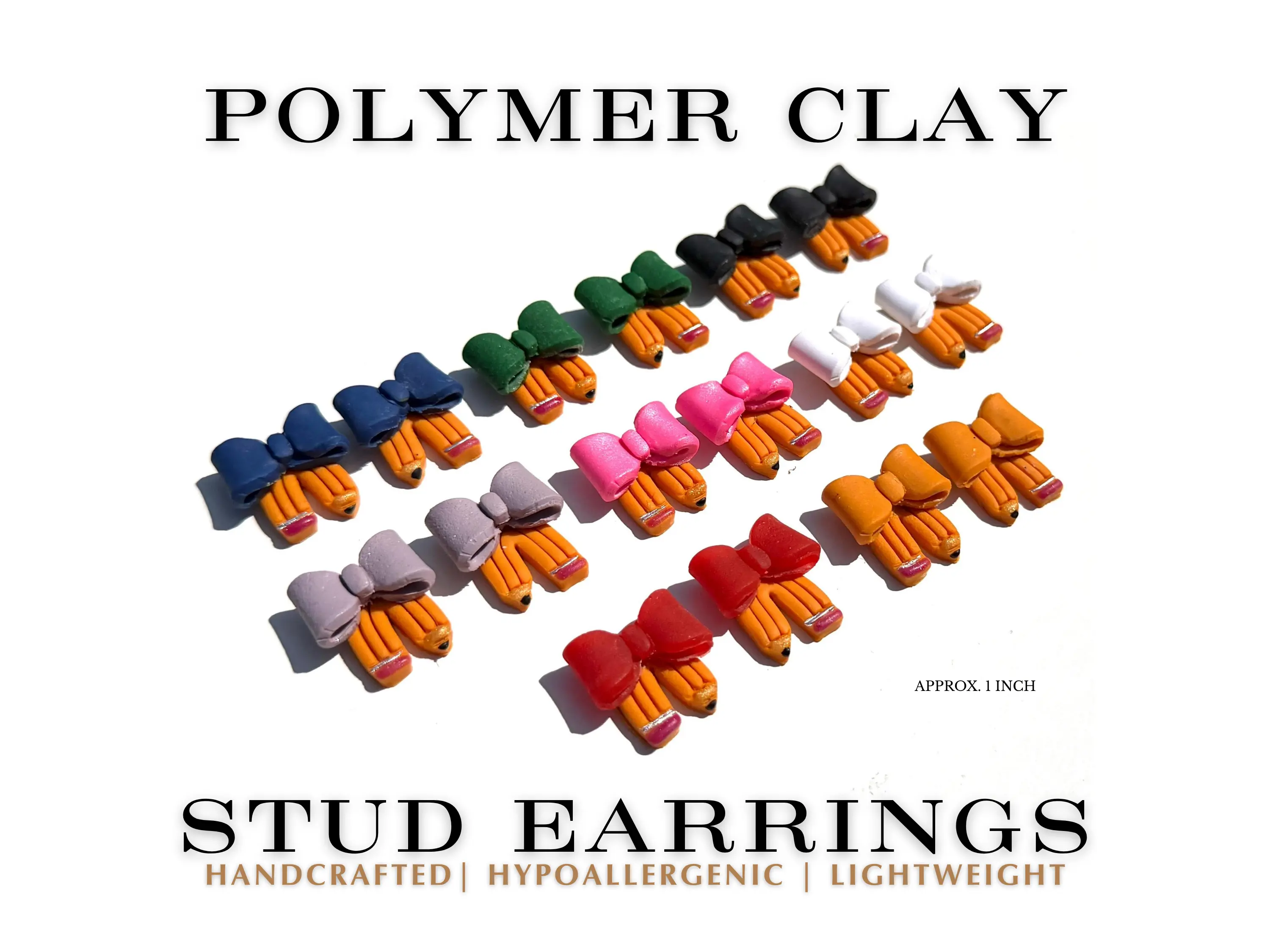 Polymer Clay Pencil Bow Earrings | Teacher Back to School Jewelry