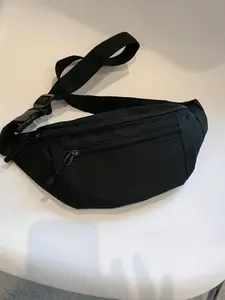 Men's Casual Solid Minimalist Release Buckle Detail Zipper Sling Bag, Simple Casual Multi-functional Chest Bag, Male Durable Bum Bag for Daily Use, Zipper Belt Bag, Waist Bag, Workout Fanny Pack, Versatile Bag