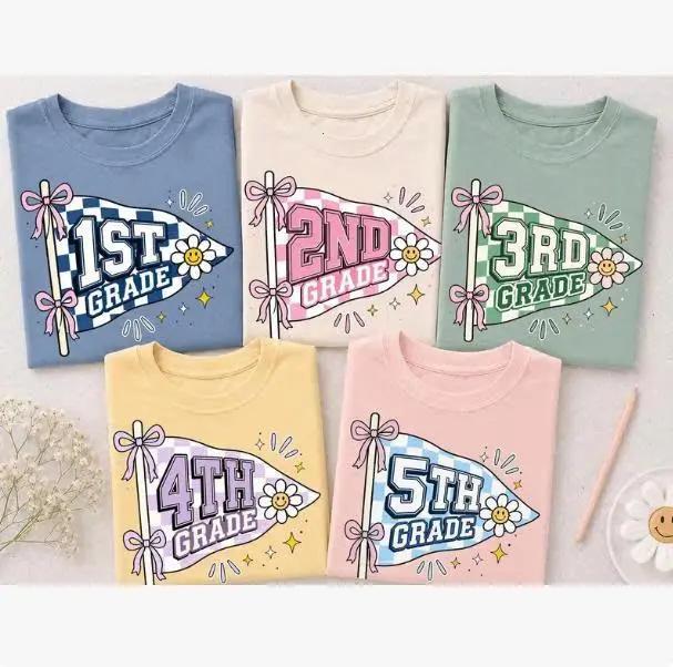 Comfort Color Grade Level Teacher Shirt, 1st 2nd 3rd 4th 5th Grade Pennant Tee, Back To School Shirt, Cute Elementary Teacher Gift, Back To School Gift, Back To School Shirt