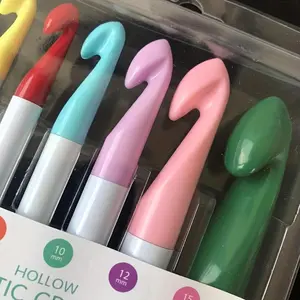 Colorful Plastic Crochet Hook Set, Multi-purpose Bold Plastic Handle Crochet Hooks, Specialty Hand Tools for Home Use, Crochet Kit