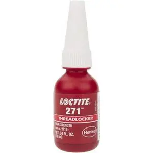 Loctite Red High-Strength Threadlocker (Series 271, 10 mL Bottle, Model 135380) - Hand Tools Compatible, 24 Hr Full Cure Time, Heat Removal Required for Threadlocking Applications
