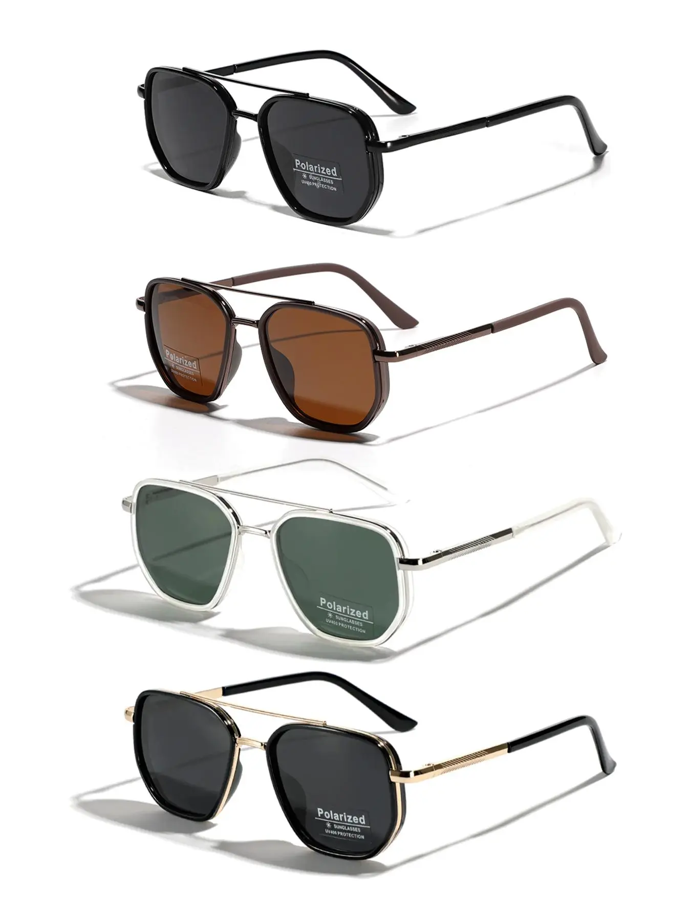 Men's Vintage Double-Bridge Tinted Lens Sunglasses, Vintage Polarized Sunglasses, Lightweight and Durable for Outdoor Sun Protection Glasses for Everyday Use Vintage Trendy Sunglasses, Vintage Polarized Eyewear, Trendy Shades, Trendy Casual Sunglasses