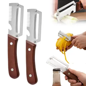 Vegetable Peeler with Wooden Handle and Bottle Opener, 2026 Upgrade Multifunctional Vegetable Peeler for Kitchen, Multi-Functional Kitchen Gadgets Tool for Fruit Vegetables Potato