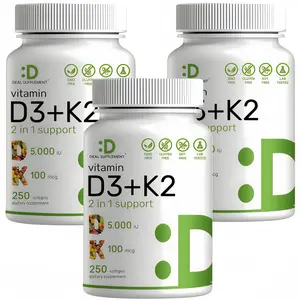 2 bottles and 3 bottles DEAL SUPPLEMENT Vitamin D3 5,000 IU + K2 MK7 Softgels, 250 Count | 2-in-1 Complex | Supports Heart, Bone, Teeth & Immune Health* | Easy to Swallow