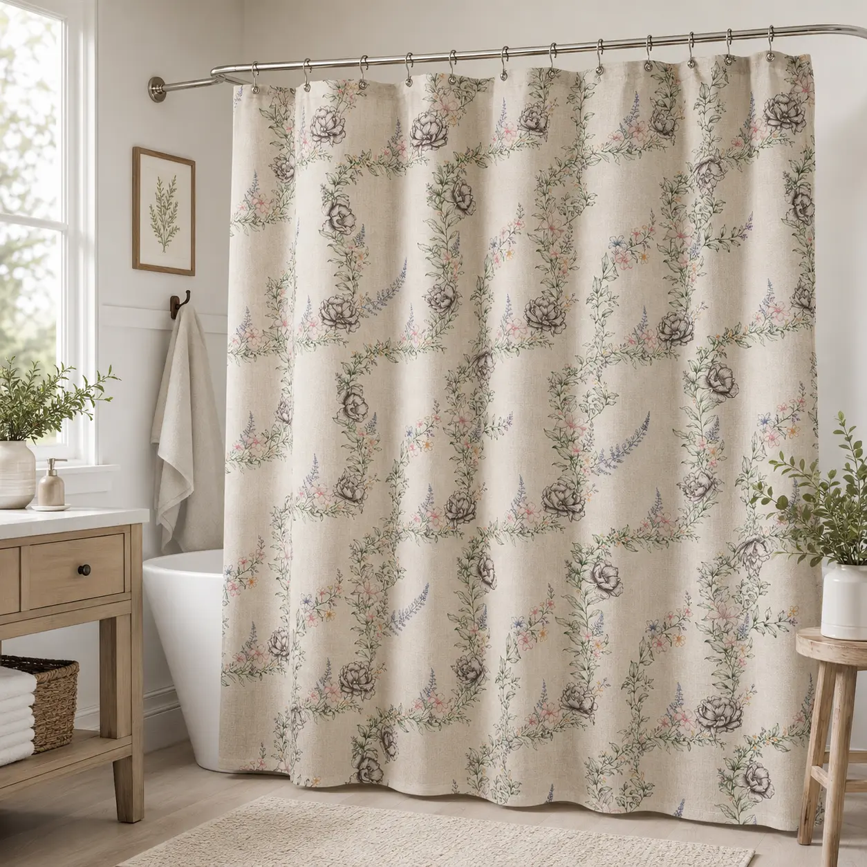 Waterproof PEVA Shower Curtain Anti-Mold Quick-Dry Bathroom Curtain
