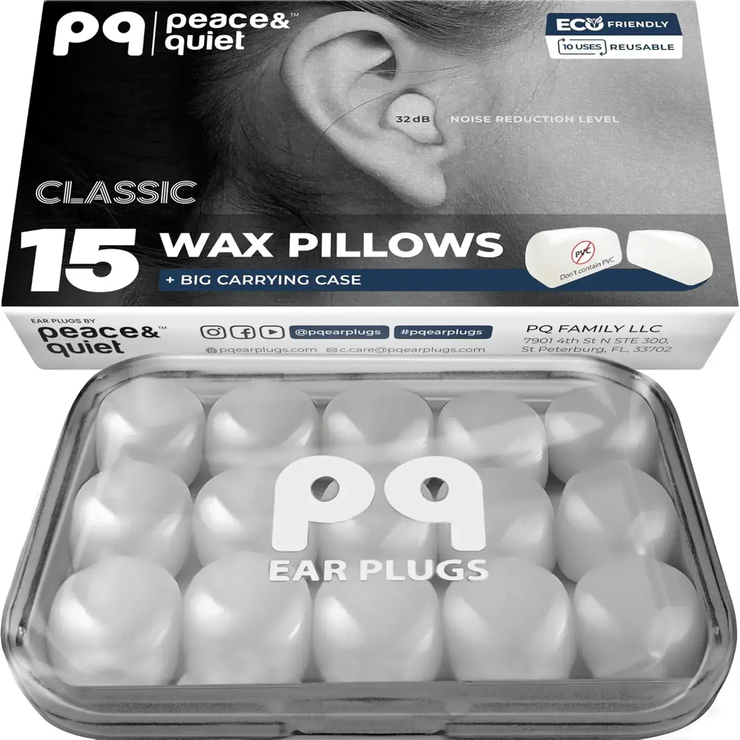 15 Pairs Bendable Moldable Wax Silicone Earplugs with Case, Noise Cancelling for Sleeping, Swimming & Side Sleepers, 32 Db Cancel, Waterproof, Moldable Fit, Wax Plugs, Sound Isolation, Soft Pillows, 32 Db Block, Pillows For Sleeping, Unisex, Children And,