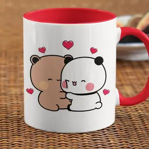 Bubu and Dudu Ceramic Coffee Mug, 11 Oz, Couple Gift, Peach And Goma, Bubu And Dudu, Lovers Gift, Cute Gift, Mug For Girlfriend